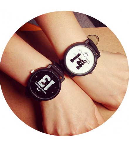 CW012 -  13 & 14 Black Pu Leather Couple Watches 